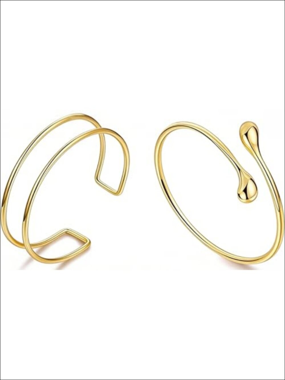 2Pc Minimalist Swirl Upper Arm Cuff Bracelet Set Adjustable Armlets